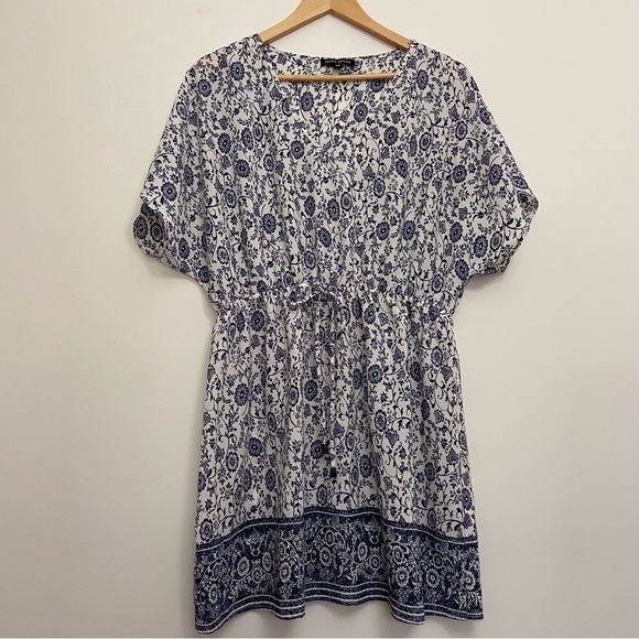 MARIO Serrani blue white midi dress bohemian lightweight floral pattern medium - Picture 13 of 13